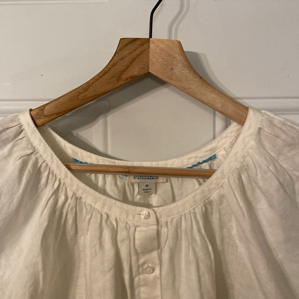 NWOT Sundance Graceful Days White 100% Linen Button Top - Picture 10 of 15